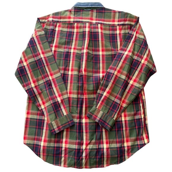 VINTAGE TOMMY HILFIGER MENS BUTTON UP PLAID SHIRT SIZE LARGE | B2 - Picture 2 of 6